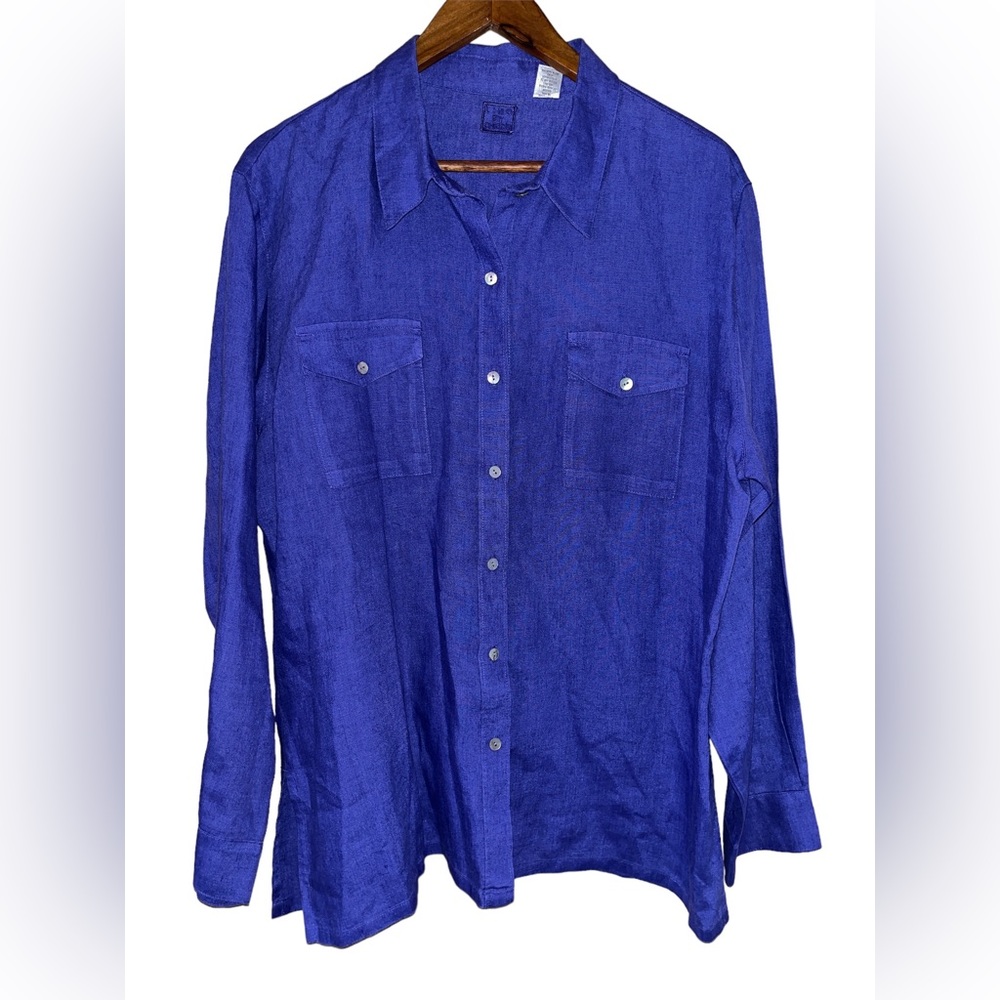 Lino By Chico’s purple linen top - Picture 1 of 2